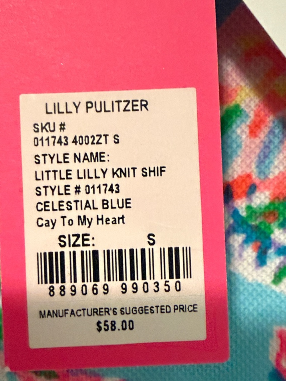 Lilly Pulitzer Girls' Sleeveless Floral Shift Dress - Aqua, Hot Pink & Green - Picture 4 of 4